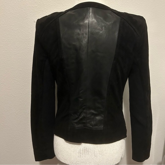 Halogen genuine leather suede black moto jacket size S biker classic minimalist - Picture 4 of 10